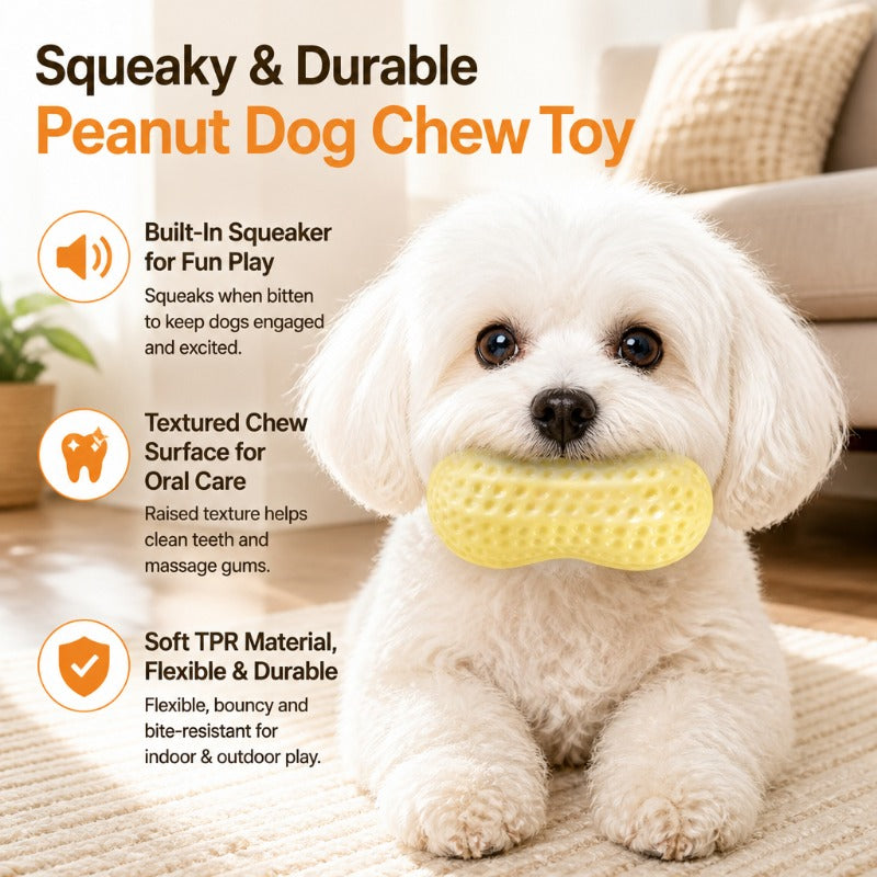 Peanut Squeaky TPR Dog Toy